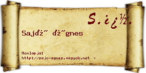 Sajó Ágnes névjegykártya